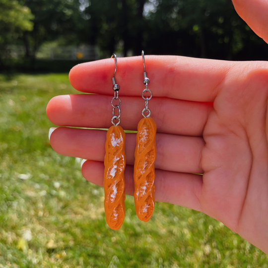 Mini Baguette Earrings | Novelty Unique Fun Food