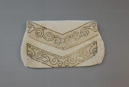 Vintage Beaded White Clutch Purse, 1930S, Small 6x4 Inches