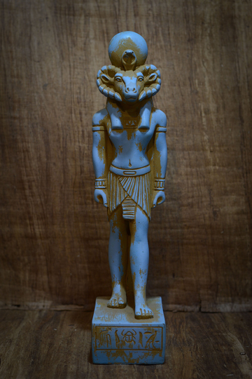 Egyptian God Khnum Statue Large Blue Stone Made in Egypt