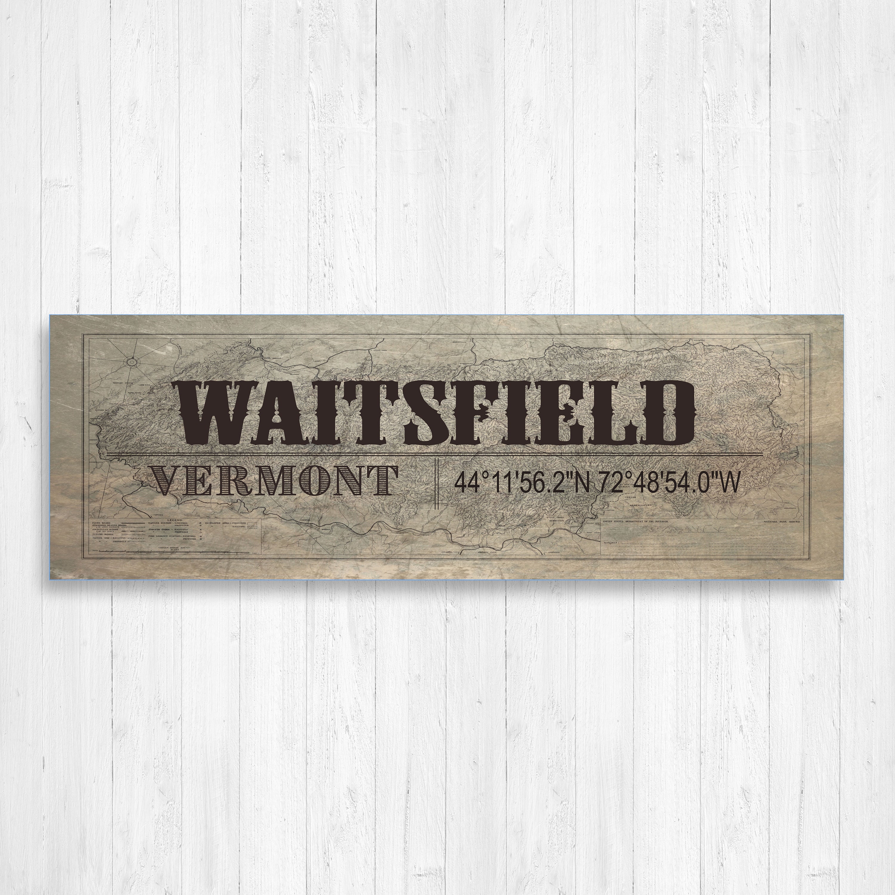Waitsfield Vermont Wall Canvas, Vintage Town Town, Mountain Decor, Art