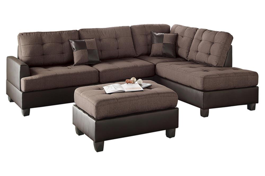 Poundex Matthew Modern 3-Piece Polyester/Polyester Blend Chocolate/Dark Brown Living Room Set | F6857