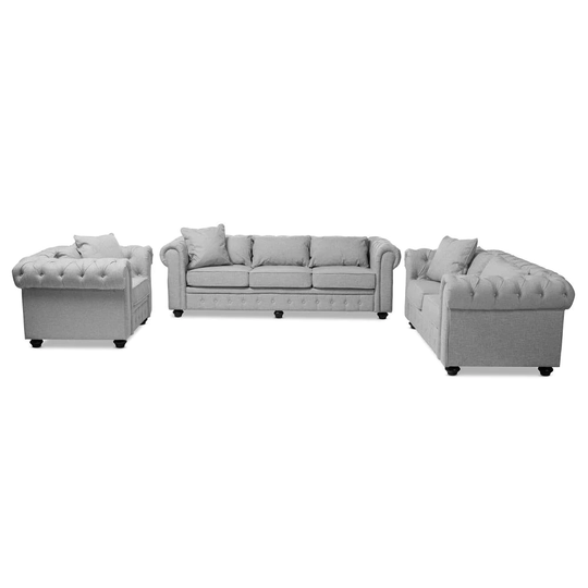 Baxton Studio Alaise Modern 5-Piece Polyester/Polyester Blend Grey Living Room Set in Gray | 144-8097-8099-LW