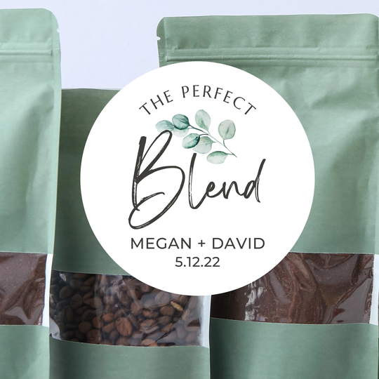 Wedding Coffee Favor Stickers, The Perfect Blend Personalized Thank You Stickers