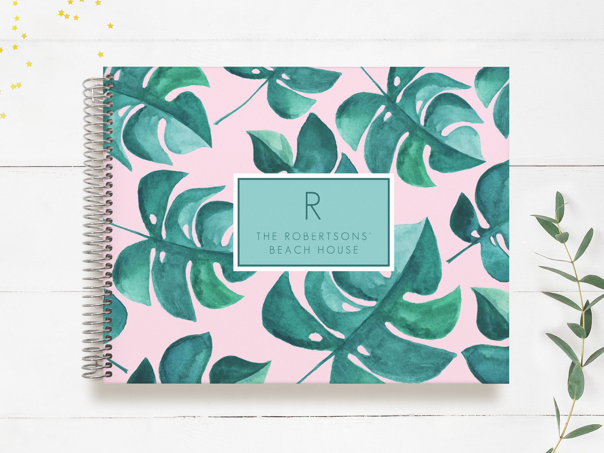 House Guest Book | Family Home Guestbook Housewarming Custom Guestbook Personalized Registry Tropical