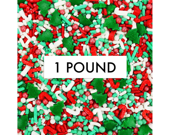 Merry Little Christmas Sprinkle Blend 1 lb - A Festive Mix Of Green, Red, & White Sprinkles For Decorating Holiday Cakes Treats