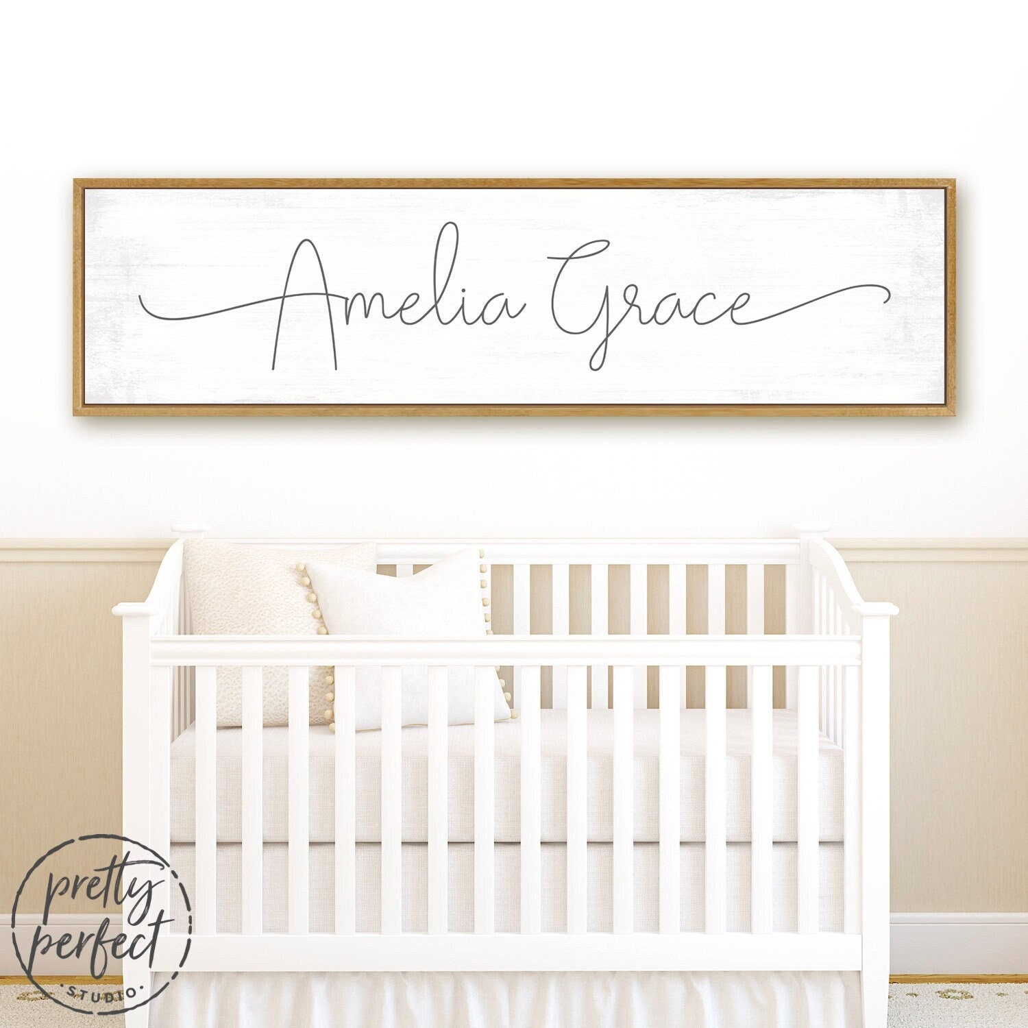 Custom Baby Girl Nursery Name Sign | Wall Art Decoration Personalized Signs On Canvas Girls Bedroom Artwork