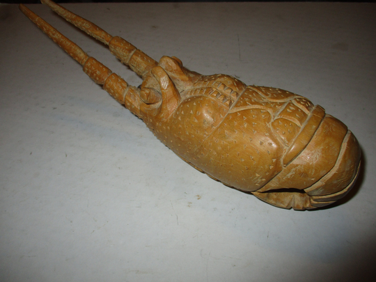 Carved Wood Lobster - Fun 10" Life Sized Warm Water Lobster Carved From Single Piece Of Wood Great Details in Folk Art Form