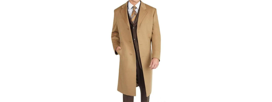 Khaki Wool Blend Topcoats - Overcoat, Camel