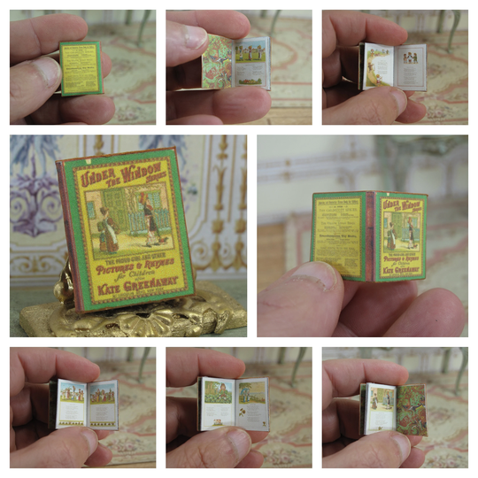 Miniature Illustrated Book Under The Window . Openable Bookchild 112 Dollhouse Scale 1/6 Playscale Nursery