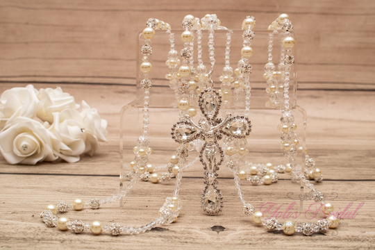 Fast Shipping Silver Bridal Unity Cord, Beautiful Sparkling & Pearl Lasso, Wedding Gift, Cord