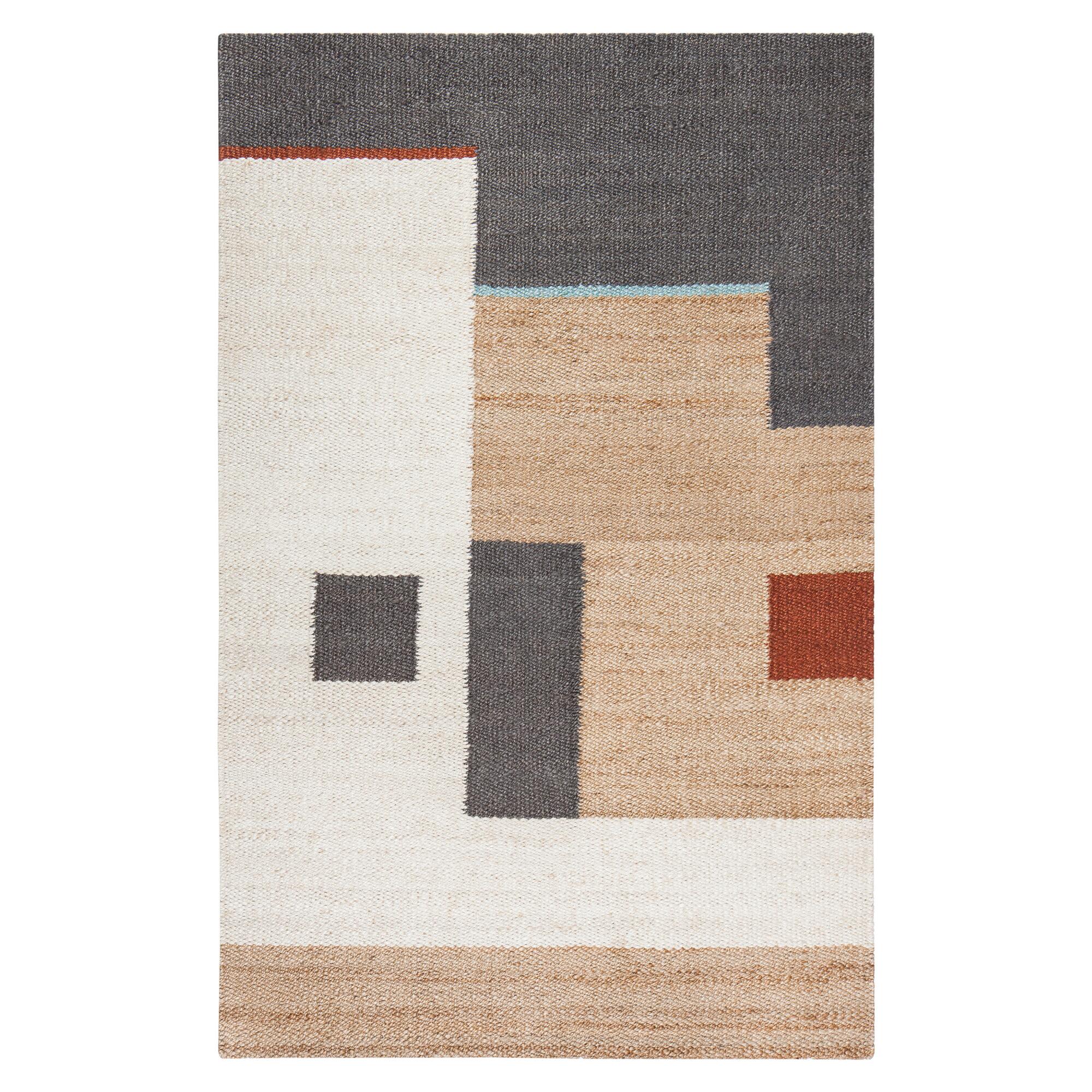 Tan and Ivory Abstract Woven Jute Heera Area Rug: Gray/Multi/Natural - Natural Fiber - 8' x 10' by World Market