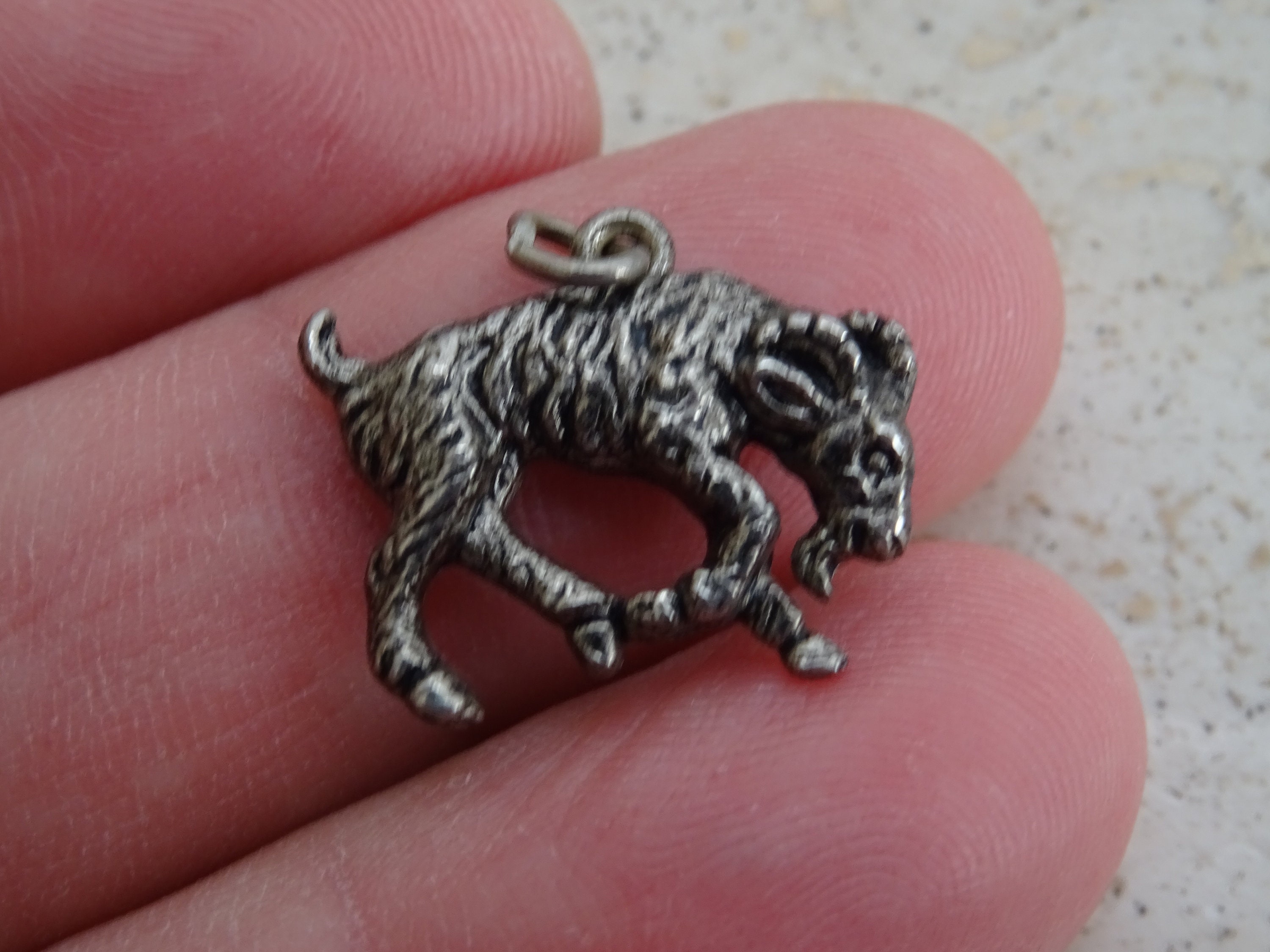 Vintage Silvered Zodiac Constellation Medal Pendant Charm Medallion Sign Of Aries. | Ram B 8
