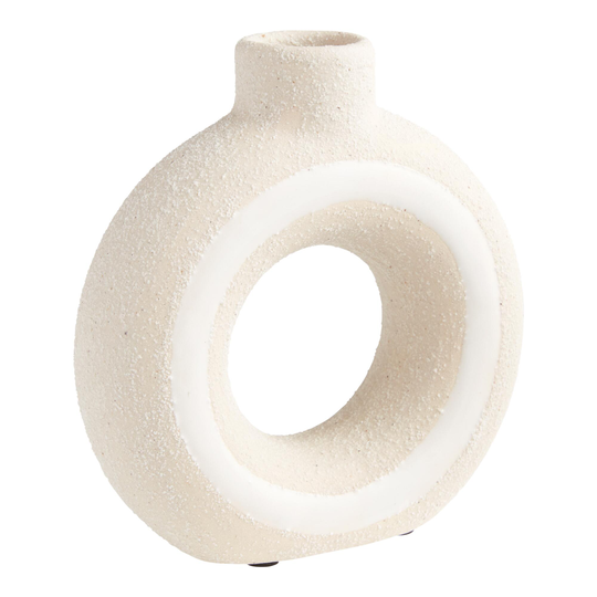 Natural and White Ceramic Ring Vase by World Market