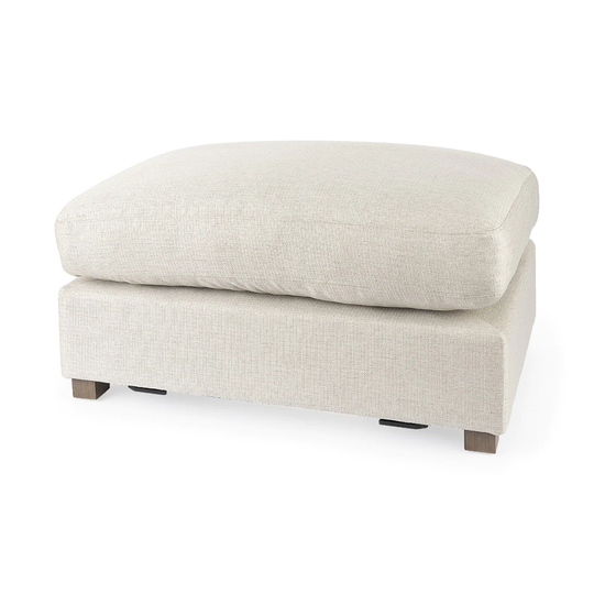 HomeRoots Modern Beige Polyester/Polyester Blend Rectangle Ottoman in Gray | 4000394236