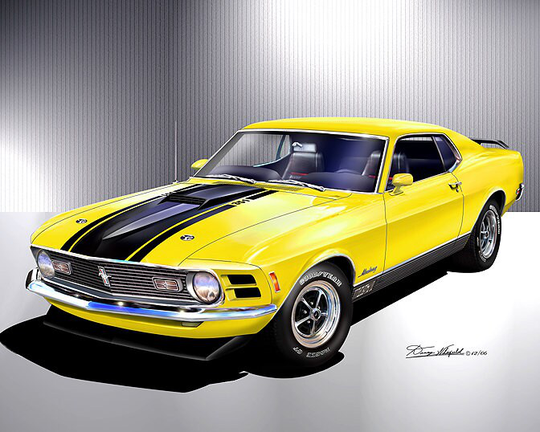 Mustang Art Prints By Danny Whitfield | 1970 Ford Mach 1 Comes in 7 Different Exterior Color