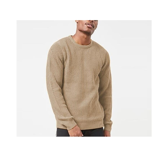 Men's Knitted Pullover Sweater - Brown, M