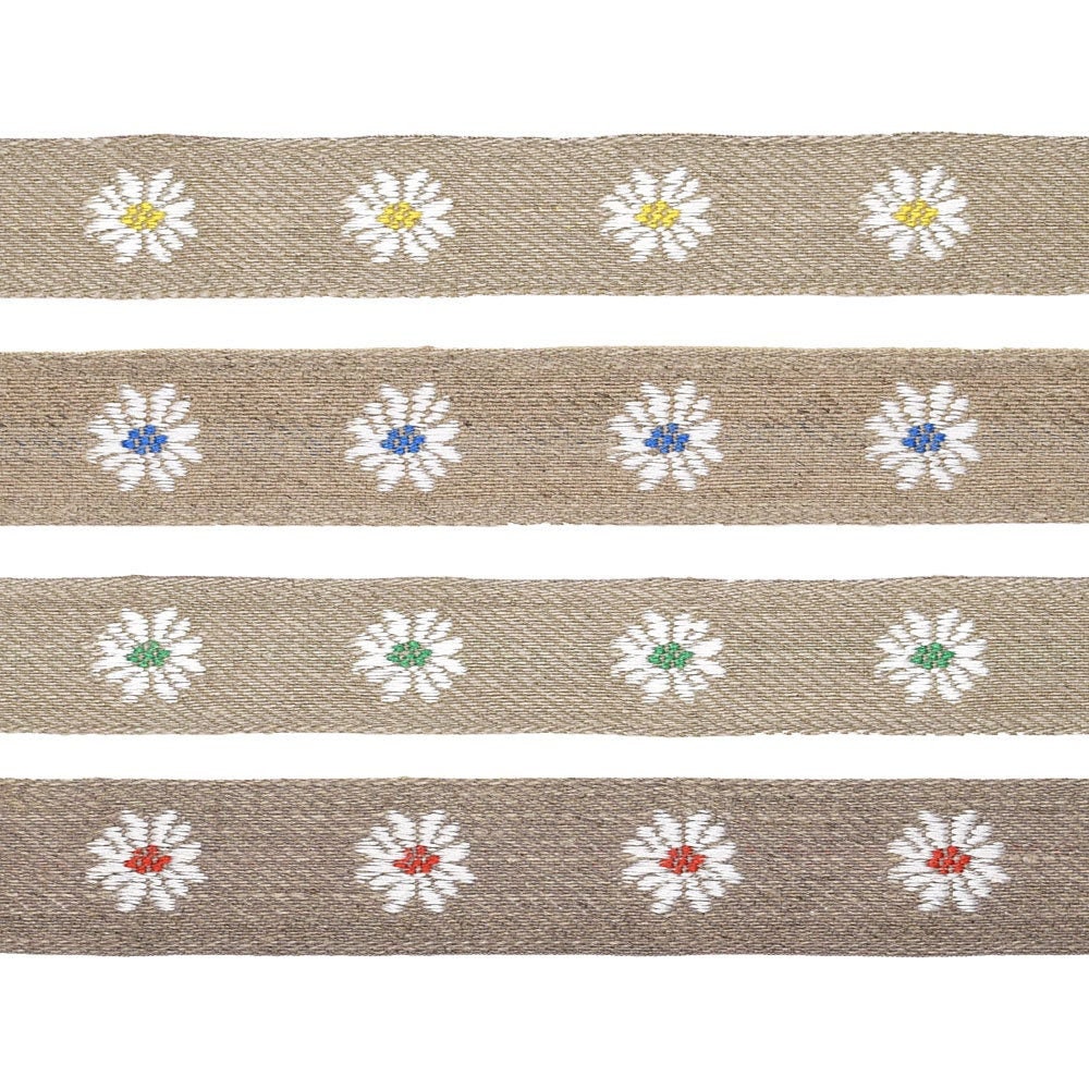 7/8 | 22mm Linen Blend Floral Jacquard Ribbon 3327 | 1 Yard