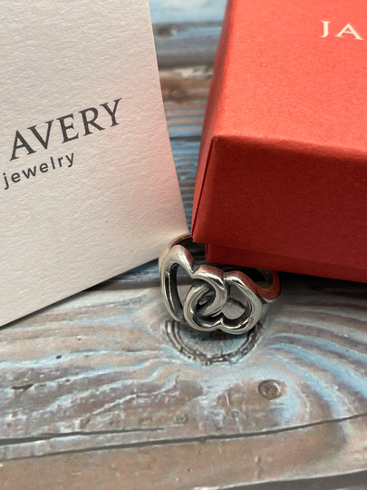 James Avery Linked Hearts Ring Sterling Silver With Box