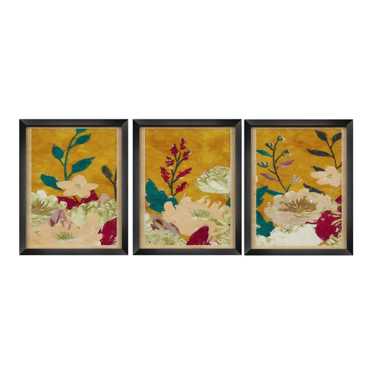 Golden Botanical Triptych Framed Wall Art 3 Piece by World Market