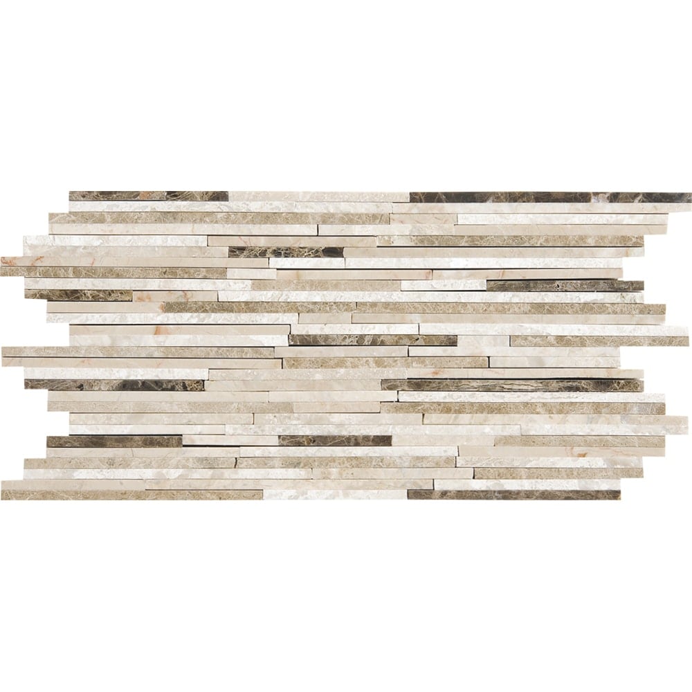 Marble Systems Emperador Dark-Diana Royal Polished 12-Pack Milano Dark Blend 6-in x 12-in Polished Natural Stone Marble Scale Patterned Floor and