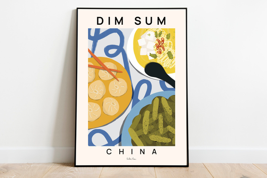 Dim Sum Print, Food Illustration, Noodle Soup Print, Art For Kitchen, Housewarming Gift, Ramen Kimchi Kitchen Print