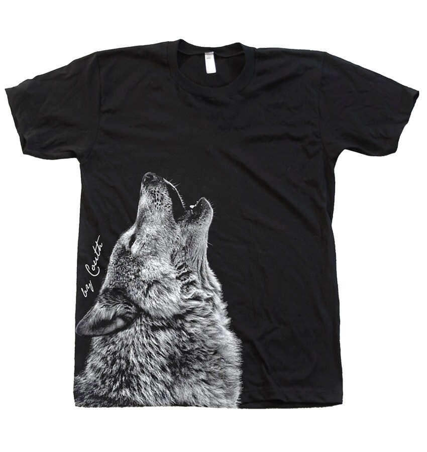 Wolf T-Shirt, Unisex Crew Neck, Men's Shirt, American Apparel, Howling Wolves, Gift For Men, Husband Gifts, Animal Print, Graphics