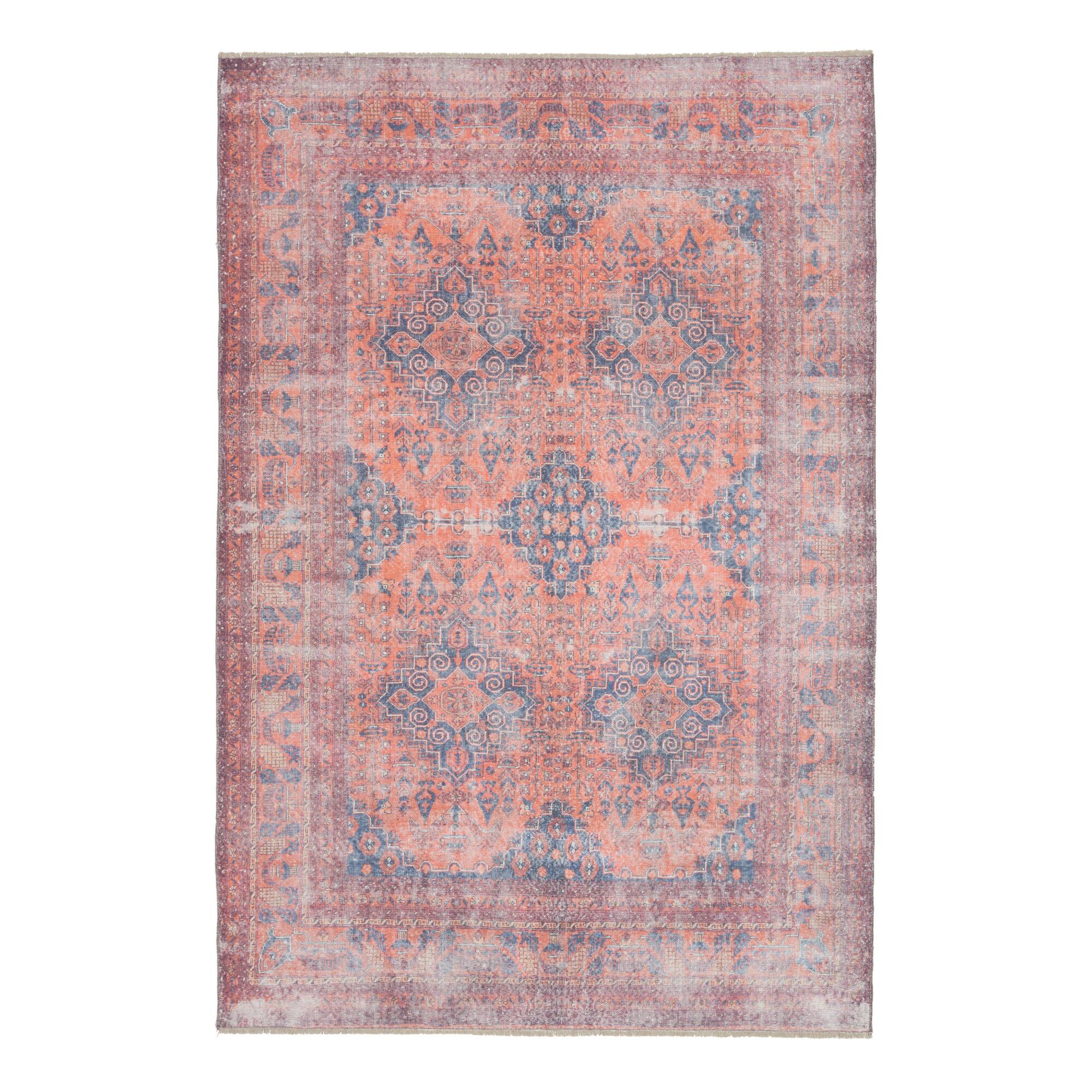 Blue And Orange Medallion Nadia Area Rug - Cotton - 8' x 10' by World Market