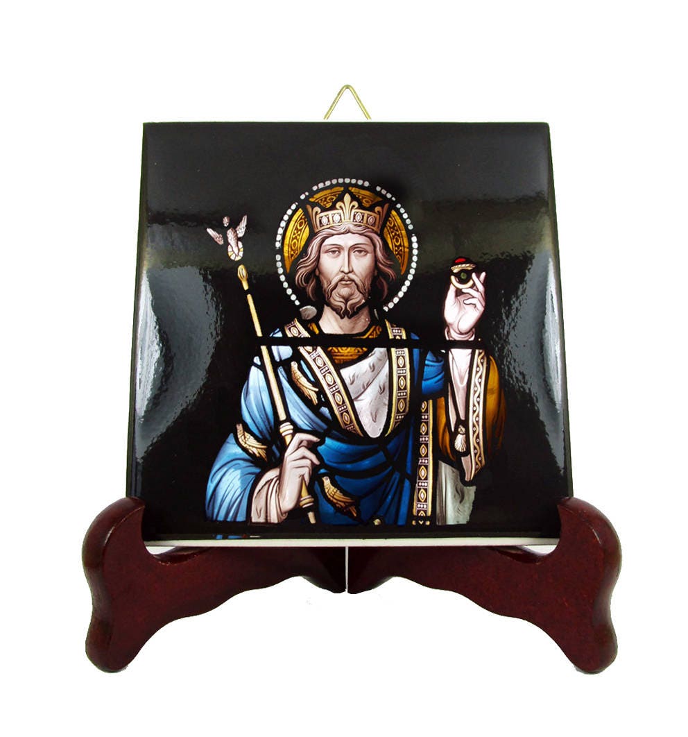 st Edward The Confessor - Christian Saints Serie, Icon On Ceramic Tile, Saint Of England King Anglican Gift