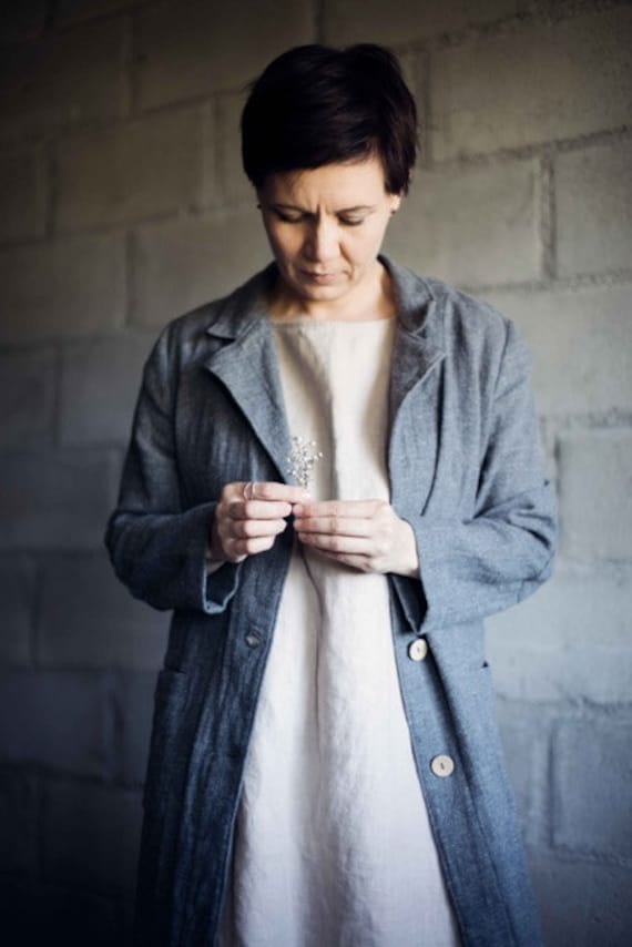 Work Coat Made Of Linen & Wool Blend