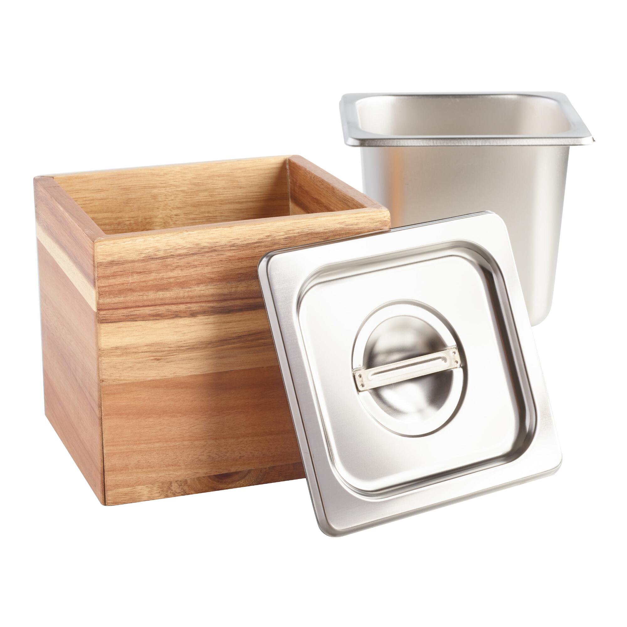 Wood and Stainless Steel Kitchen Compost Bin by World Market