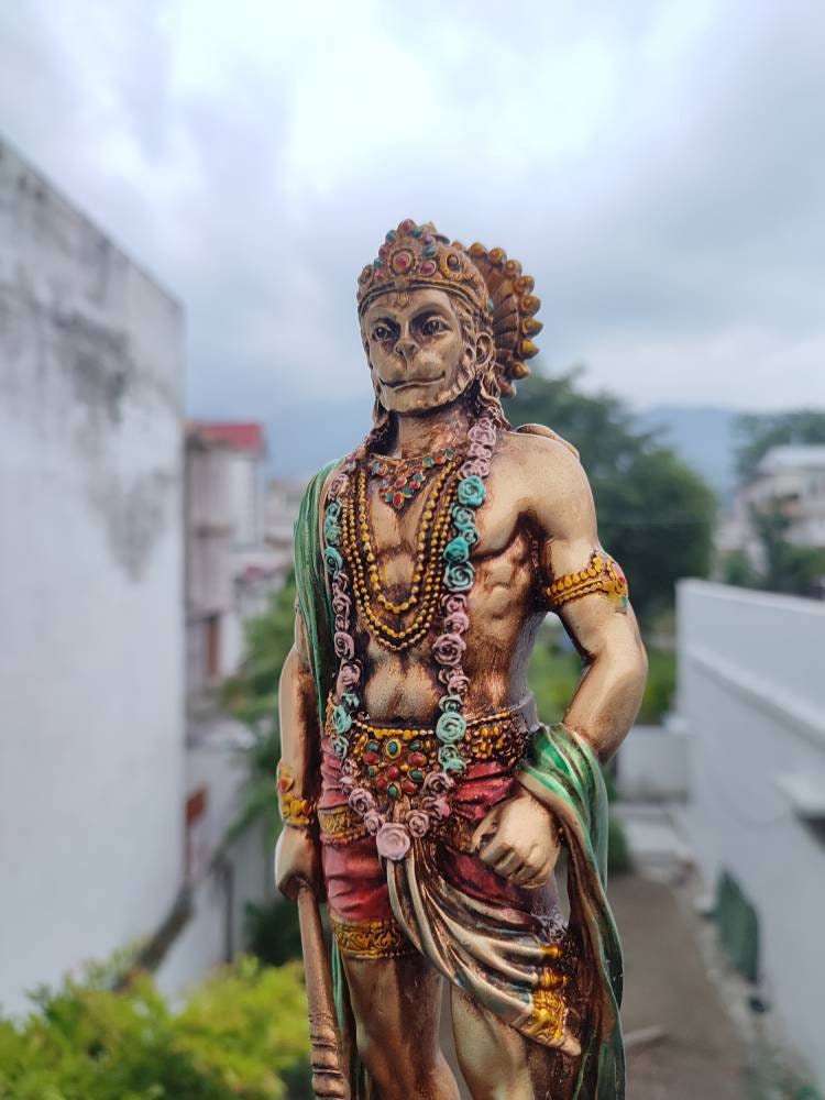 Hanuman Statue - 10.5 Inch Lord , Bajrangbali Idol Ram Bhakt Hanuman, Hindu God Of Strength & Power, Metallic Finish