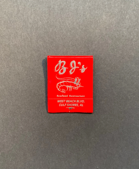 Vintage Matchbook, Bjs Seafood, Restaurant, Gulf Shores, Alabama, with 20 Match Sticks, Free Ship in Usa