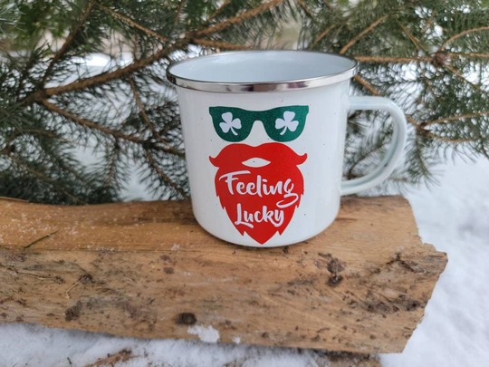 st. Patrick's Day Mug, Leprechaun Gift, Shamrock Irish Feeling Lucky Coffee Cup, Paddy