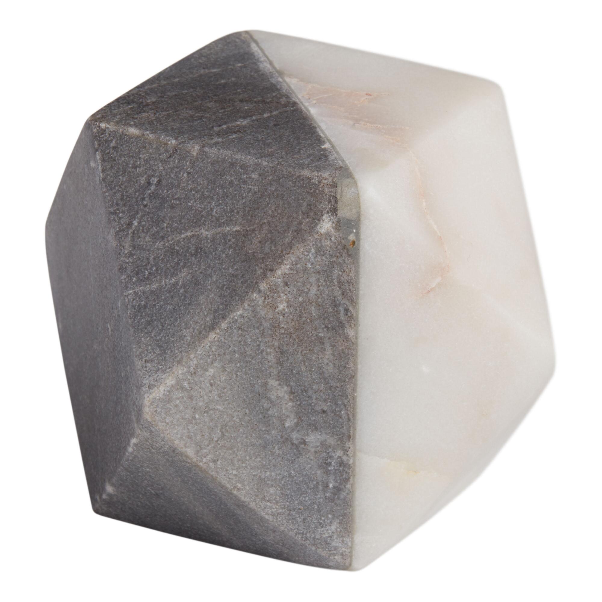 Marble Geometric Paperweight: White/Natural by World Market