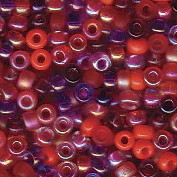 Miyuki Melon Berry Blend, Size 8 Seed Bead Mix in Orange, Plum & Purpletones, Mix, 6 Inch Tubes, 30 Grams