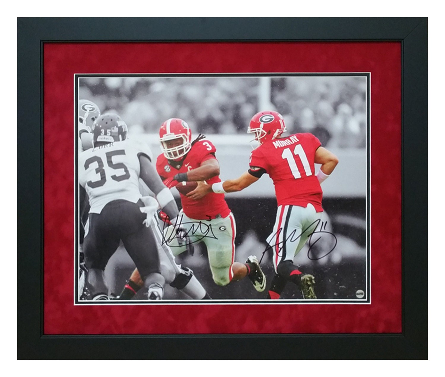 Todd Gurley Aaron Murray Georgia Bulldogs Autographed & Framed 20x24 Spotlight Photo The Handoff Jsa Certified"