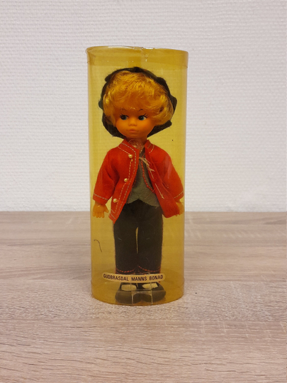 Little Doll With Boys Bunad From Gudbrandsdalen I Norway, Norwgian Folkart