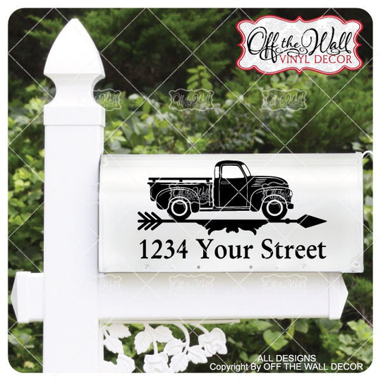 Includes 2 Farmhouse Styled Weathervane Antique Truck Vinyl Mailbox Lettering Decoration Decal Stickers X2 For Each Side #atd2
