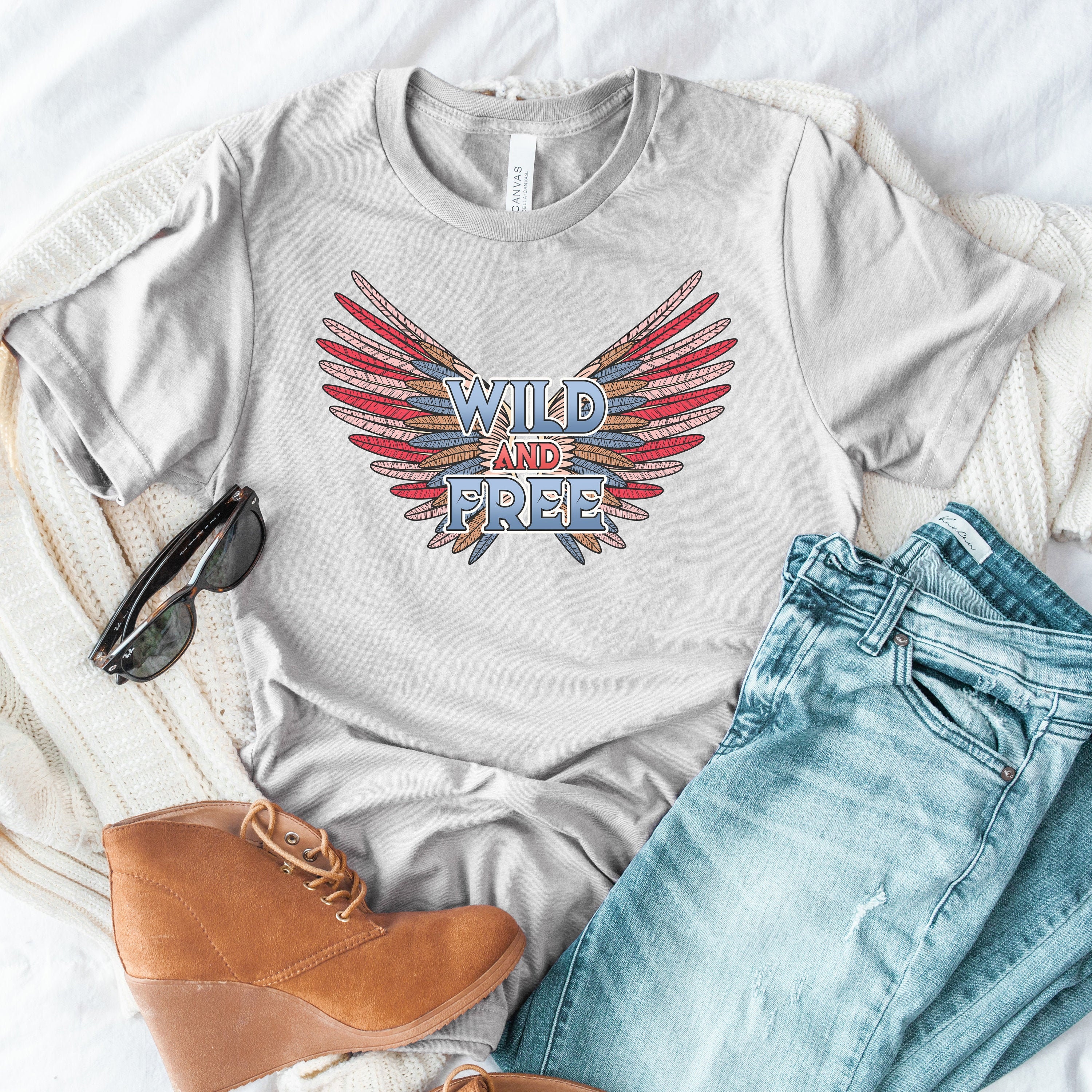 Wild & Free, America Shirt, Red White Blue, Fourth Of July 4Th Memorial Day Freedom Tshirt, Usa Shirt
