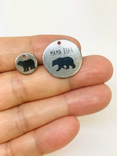 Mama Bear Charms, Stainless Steel Charms