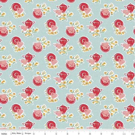Sale Cook Book Dishes C11752 Cottage - Riley Blake Designs Lori Holt Flowers Vintage Diagonal Grid Quilting Cotton Fabric