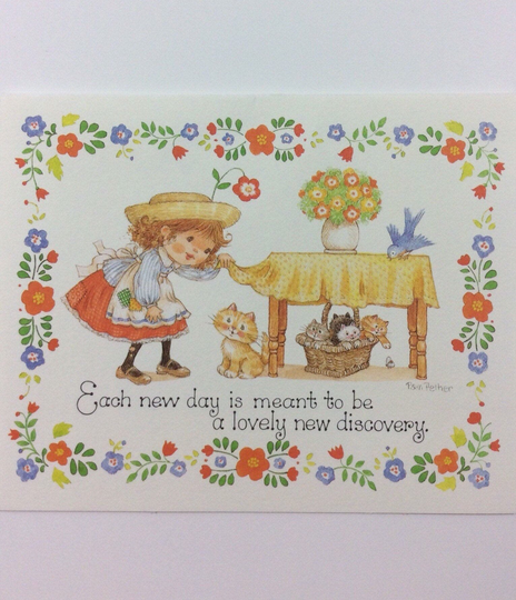 Little Girl Finding Kitten Cats Under Kitchen Table Vintage 1950S Unused Current Sugar "N' Spice Blank Greeting Card