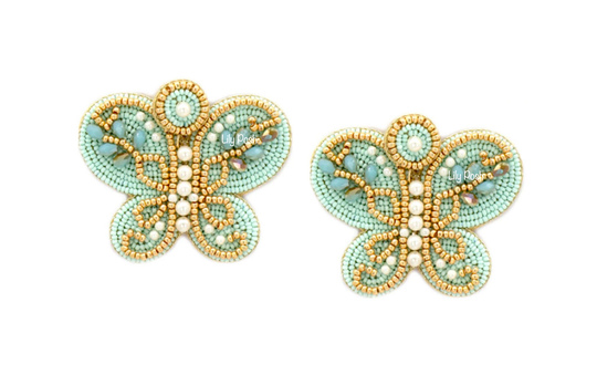 New Butterfly Earring, Seed Bead Butterfly, Bug Animal Gift For Her