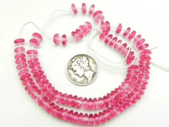 Rose Fuchsia Two Tone Blend | 6mm Wafer Rondelle Glass Beads