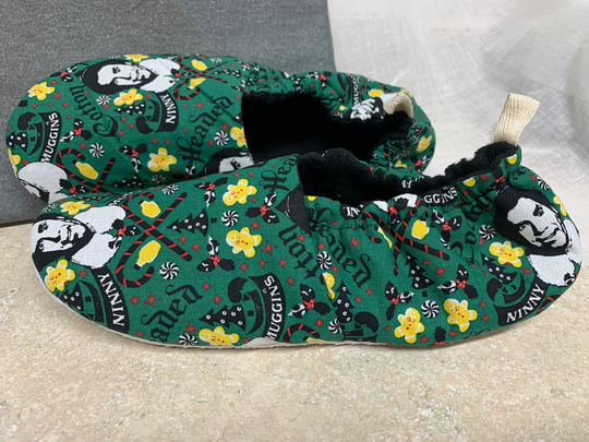 Elf Cotton Headed Ninny Muggins Christmas Print Slippers Soft Sole Slipper Socks