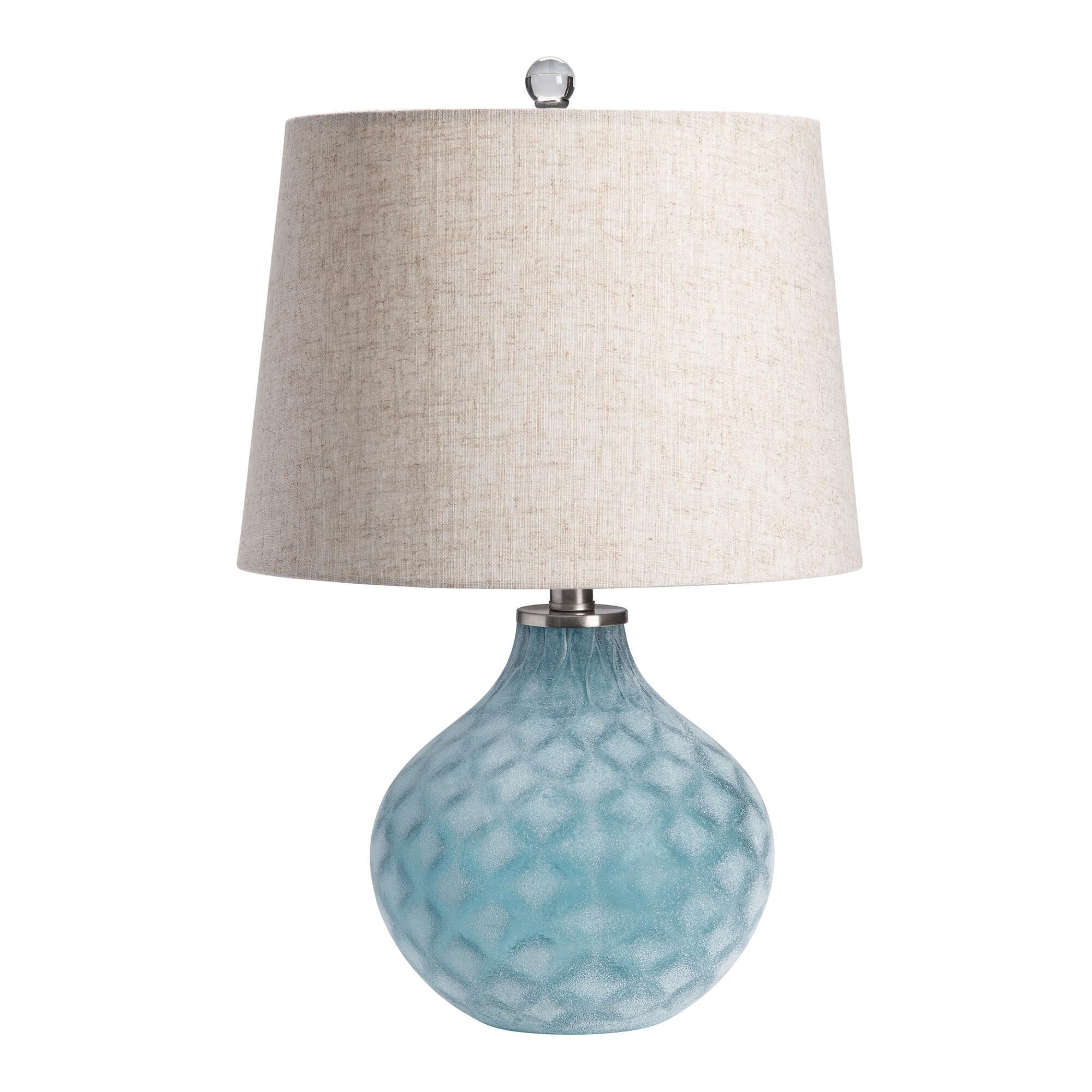 Light Blue Frosted Glass Geo Wilna Table Lamp by World Market