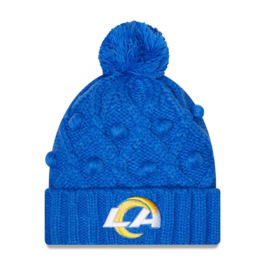 Girls Youth New Era Royal Los Angeles Rams Toasty Cuffed Knit Hat with Pom, Blue