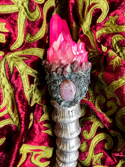 Crystal Wand Ritual Rattler Magic Scepter Wiccan Fairy Pagan Rain Stick Maraca