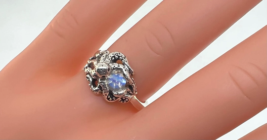 Baby Octopus Kraken Ring, Octopus Engagement Moonstone Engagement