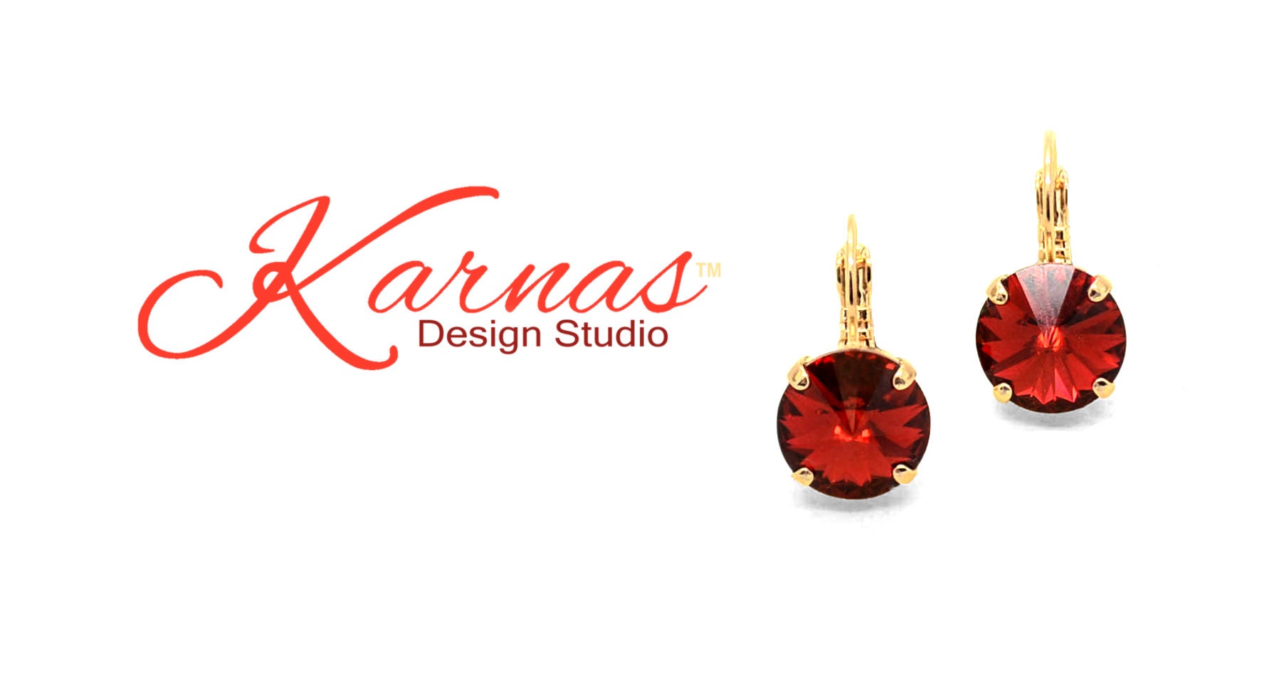 Persian Red 12mm Leverback Drop Earrings Made With Crystal Pick Your Finish Karnas Design Studio Free Shipping